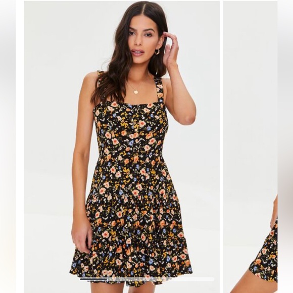 Forever 21 Dresses Forever 2 Black Floral Mini Dress Poshmark